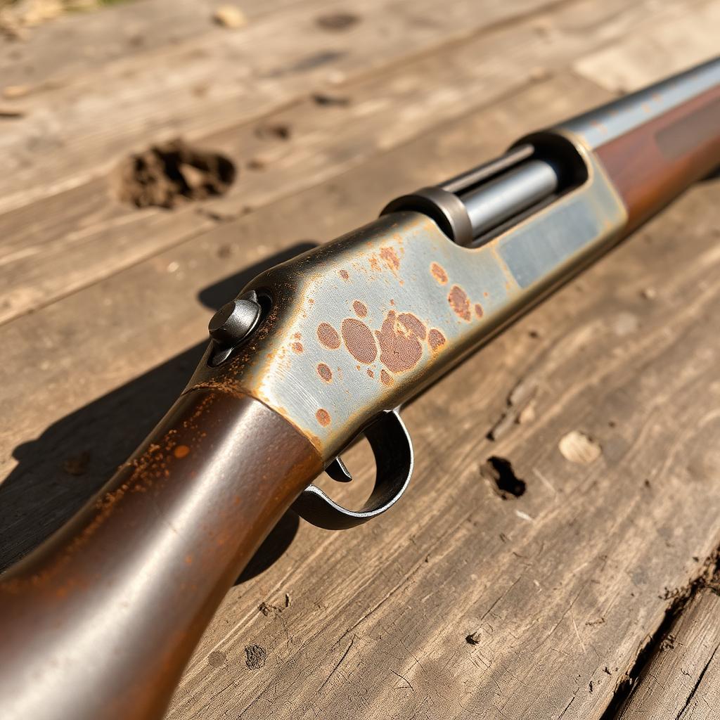 Heavily rusted bolt action rifle action